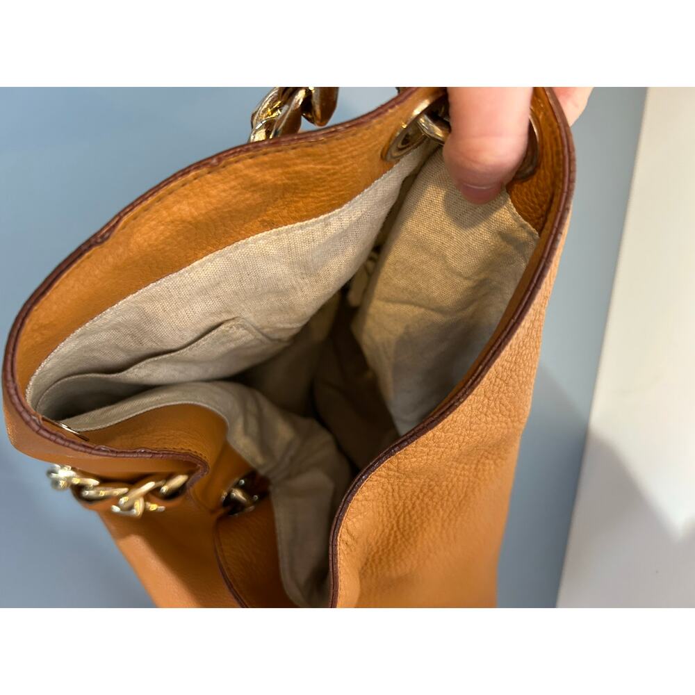 Mark & Graham bag brown leather small initials heavy gold chain soft - Picture 10 of 12